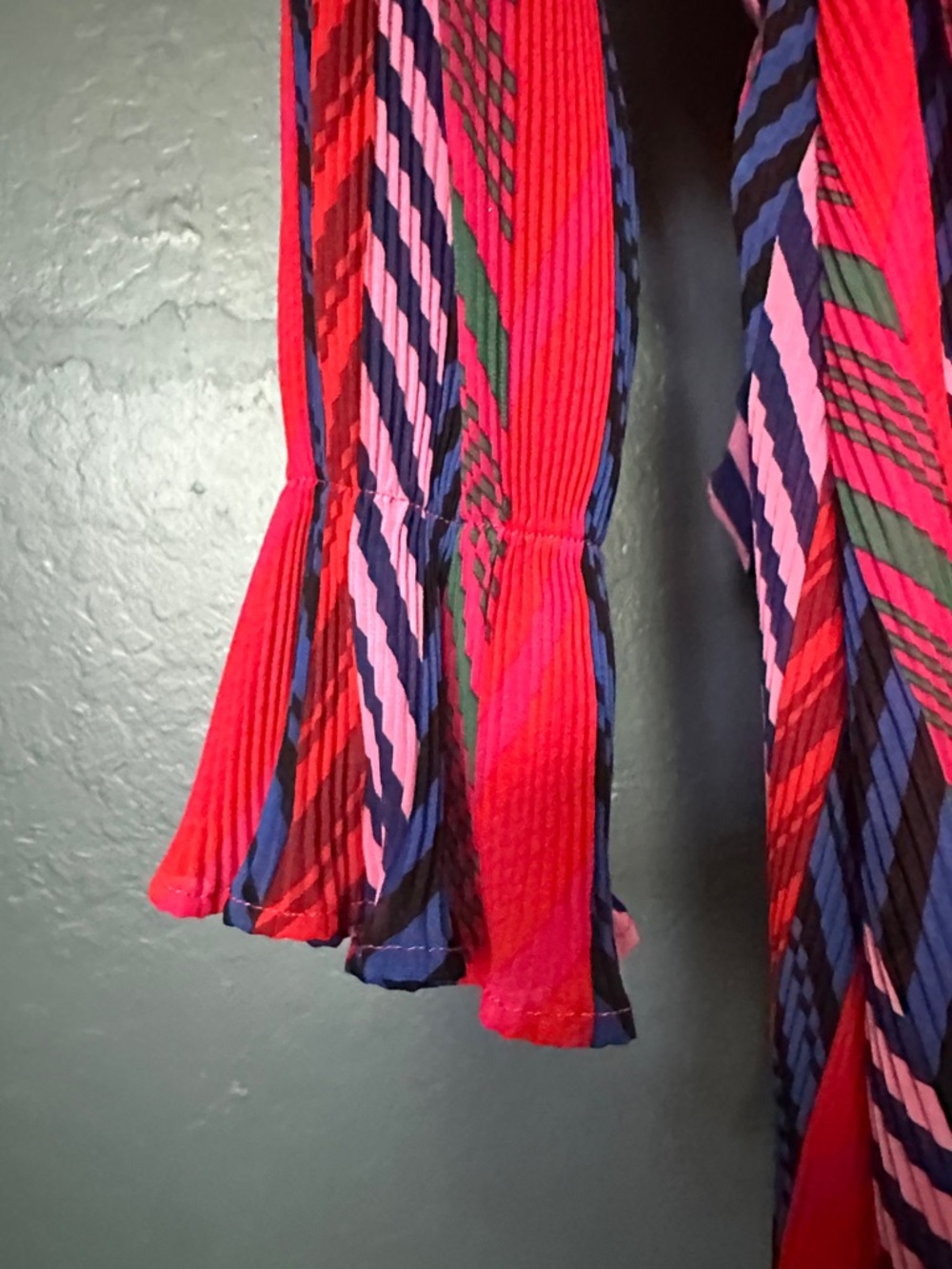 Allison and Kelly Red and Pink Chevron faux Wrap Dress - Picture 6 of 7